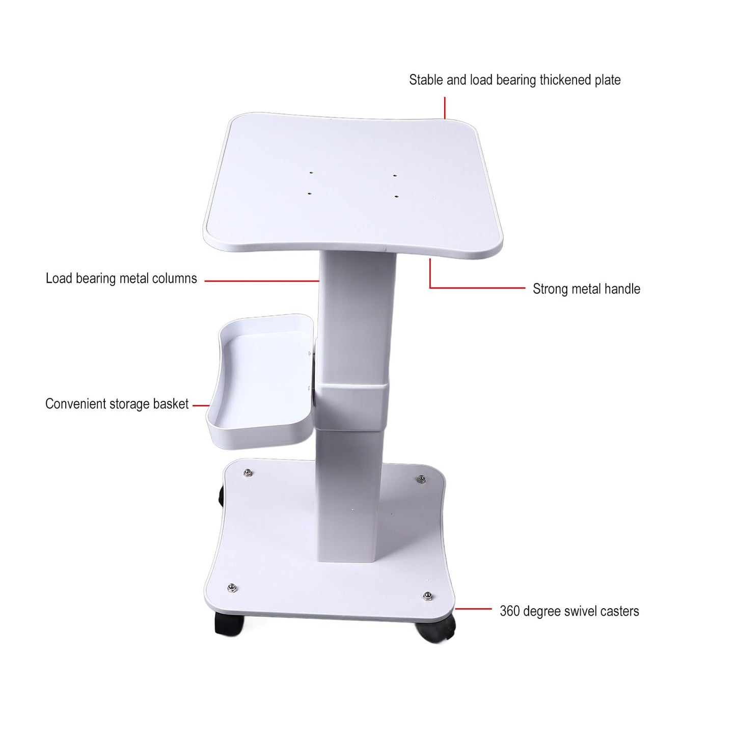 Salon Tray Cart with Storage Platform, 3 Tier 360 Degree Casters Space Saving Beauty Salon Trolley Cart,Tattoo Tray Storage Trolley on Wheels for Salon Spa Use
