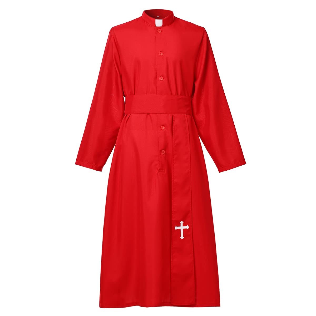 COSDREAMER Mens Clergy Robe Preacher Cassocks Mens Praise Worship Robes, Red, X-Large