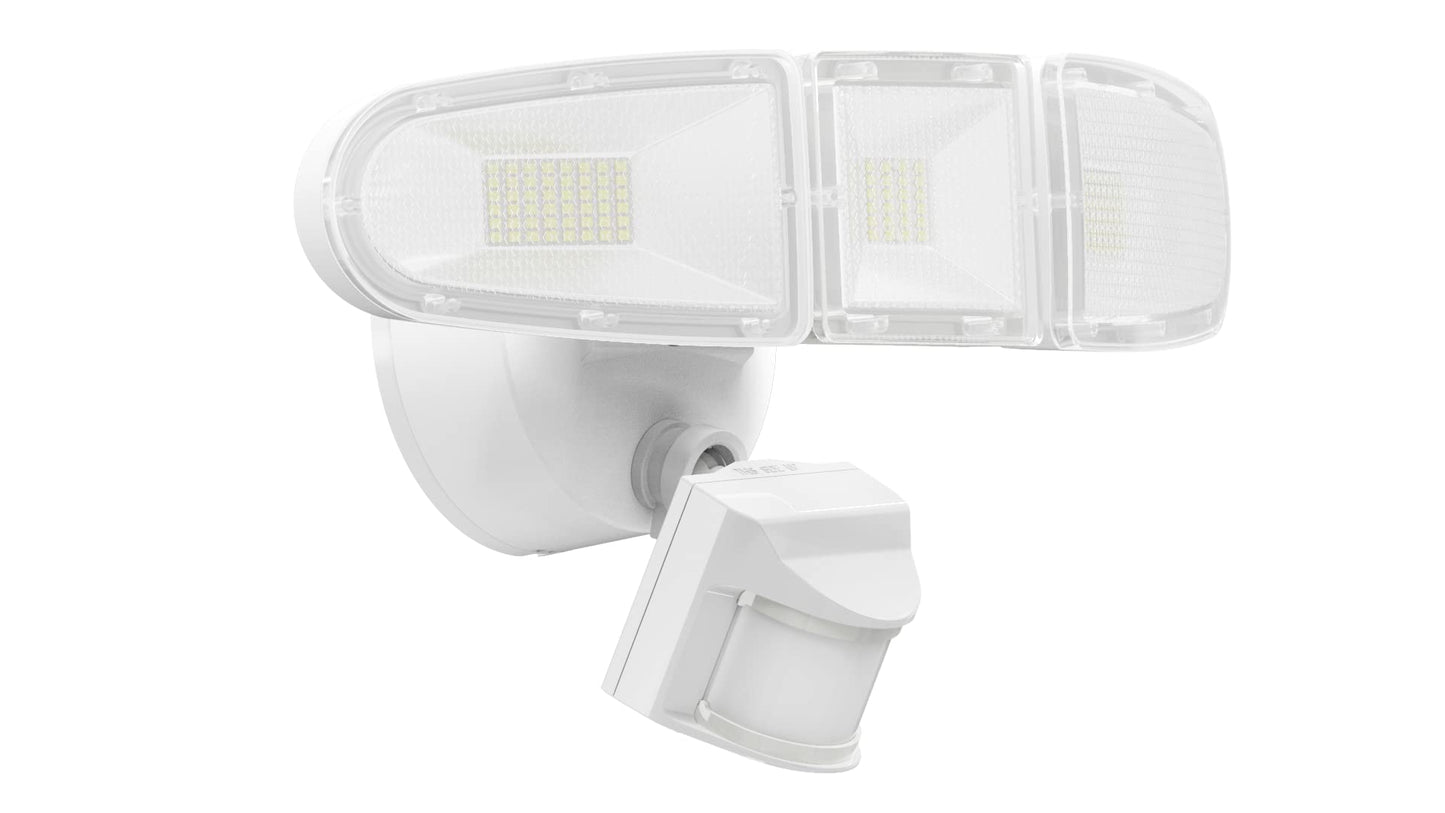 MW LED Motion Sensor Outdoor Flood Light, 40W Ultra Bright 4500LM, 5000K Waterproof LED 3-Head Security Light, Dusk to Dawn Mode, cETL Certified