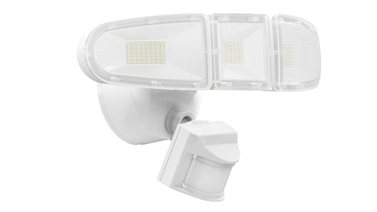 MW LED Motion Sensor Outdoor Flood Light, 40W Ultra Bright 4500LM, 5000K Waterproof LED 3-Head Security Light, Dusk to Dawn Mode, cETL Certified
