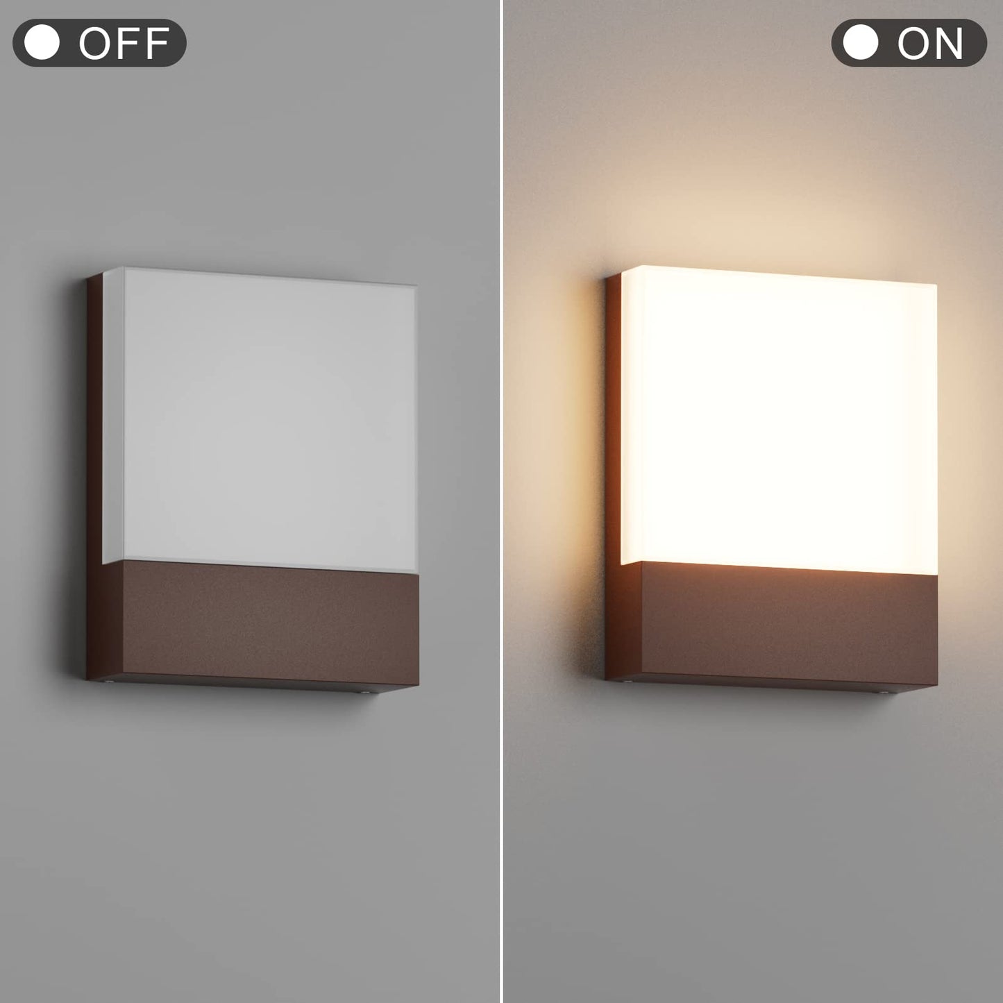 Aoceley Modern Outdoor LED Wall Light,24W 3000K Wall Porch&Patio Light,IP65 LED Exterior Wall Lights Fixtures,Low Profile Wall Sconce for House Yard Garage Walkway Garden(Rust Red,1-Pack)