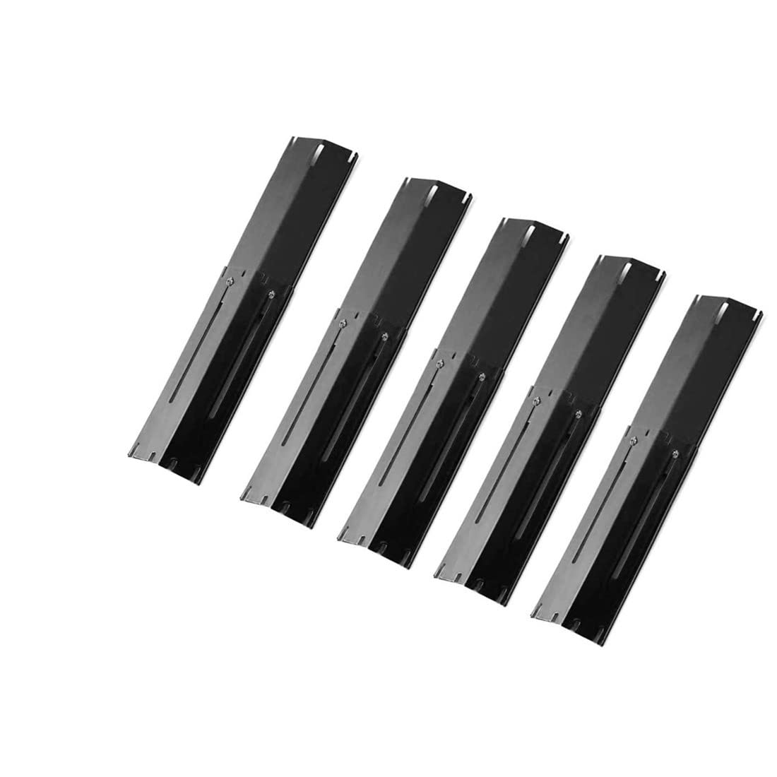 Universal Adjustable Porcelain Steel Replacement Heat Plate Shield Heat Tent Flavorizer Bar Burner Cover Flame Tamer for Gas Grill, Extends from 12" up to 21" L (Porcelain -5 Pack)