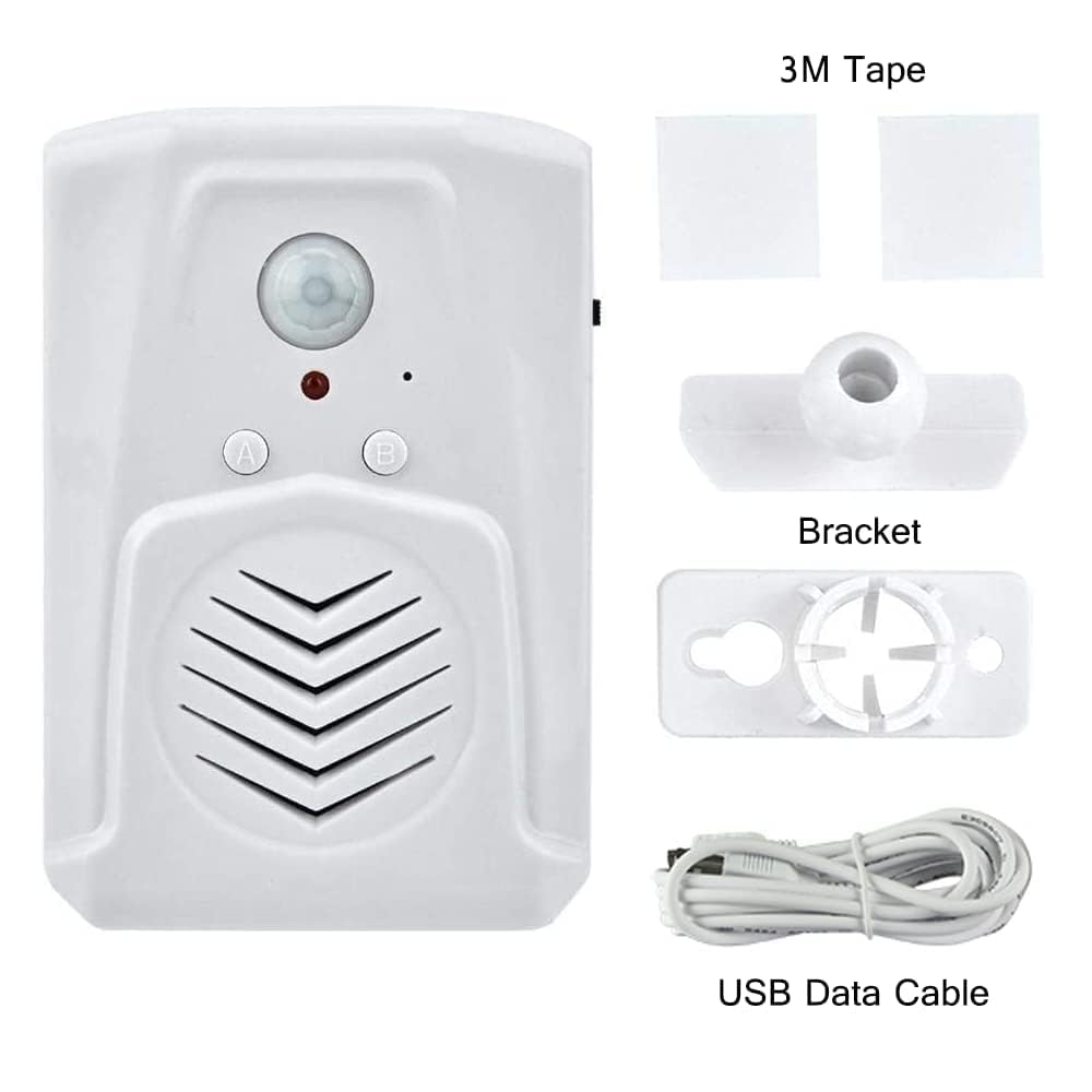 XYszpcgs PIR Motion Sensor Activated Sound Player Speaker with USB Cable, Download Your own MP3 Audio Files to Play Speech, Music or Sound Effects (White)