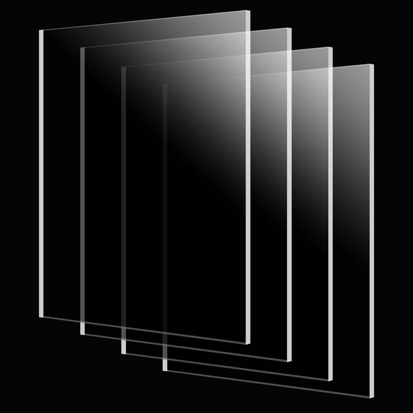 TAICHEUT 4 Pack 12 x 12 Inch Clear Acrylic Panels, 3/8" Thick Square Acrylic Sheets with Protective Films for Signboard, Shelf and DIY Projects