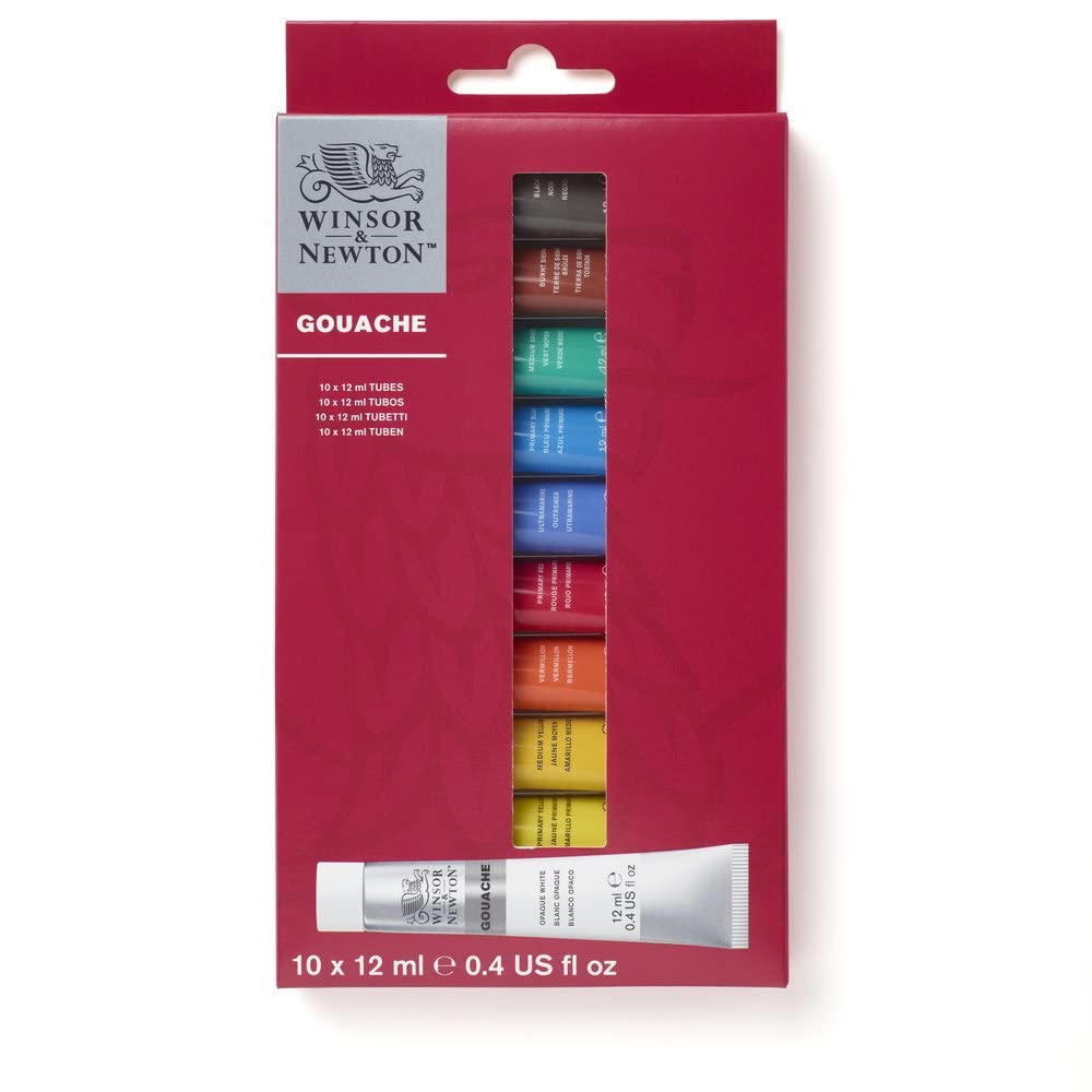 Winsor & Newton Designers Gouache Paint Set, 0.4 Fl Oz (Pack of 10), 10 Colors
