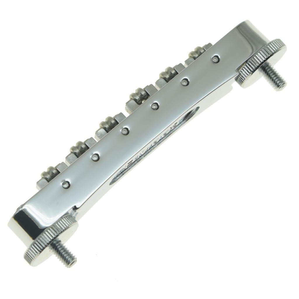 KAISH Chrome Guitar Roller Saddle Bridge Tune-O-Matic Bridge For Gibson Les Paul,SG,ES Dot,Gretsch Bigsby Guitar with M4 Threaded Posts