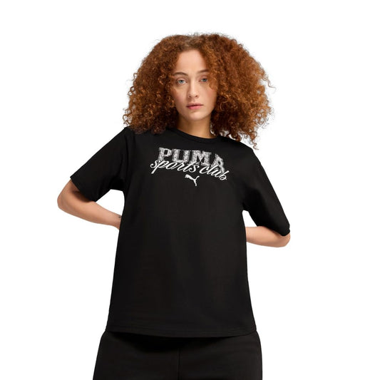 PUMA Women's Graphic T-Shirt, Puma Class Puma Black Ss25, Large