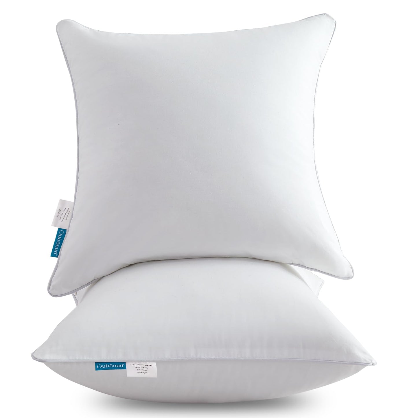 Oubonun 18 x 18 Pillow Inserts (Set of 2) - Throw Pillow Inserts with 100% Cotton Cover - 18 Inch Square Interior Sofa Pillow Inserts - Decorative Pillow Insert Pair - White Couch Pillow
