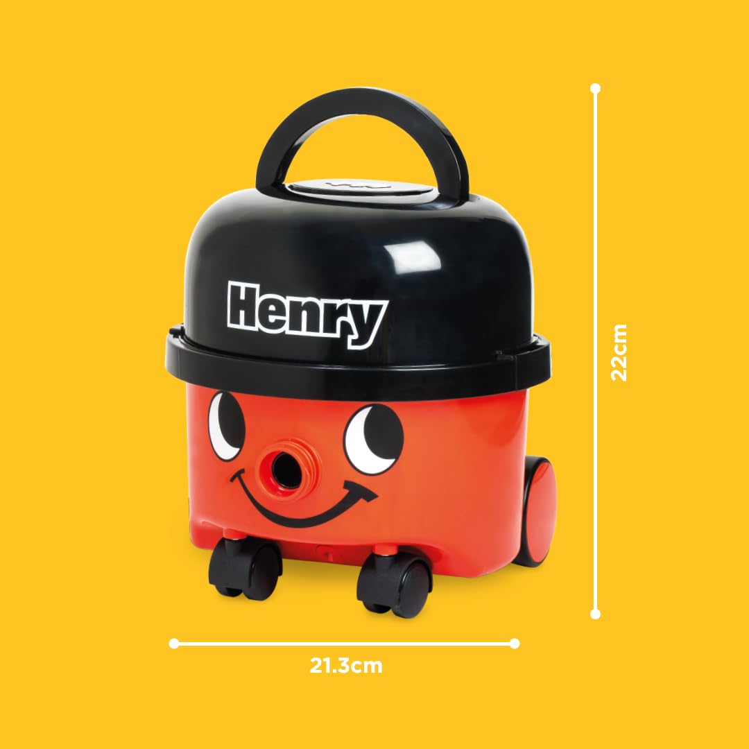 Casdon Henry & Hetty Toys - Henry Vacuum Cleaner - Red Vacuum Cleaning Toy with Real Function & Nozzle Accessories - Kids Cleaning Set - for Children Aged 3+