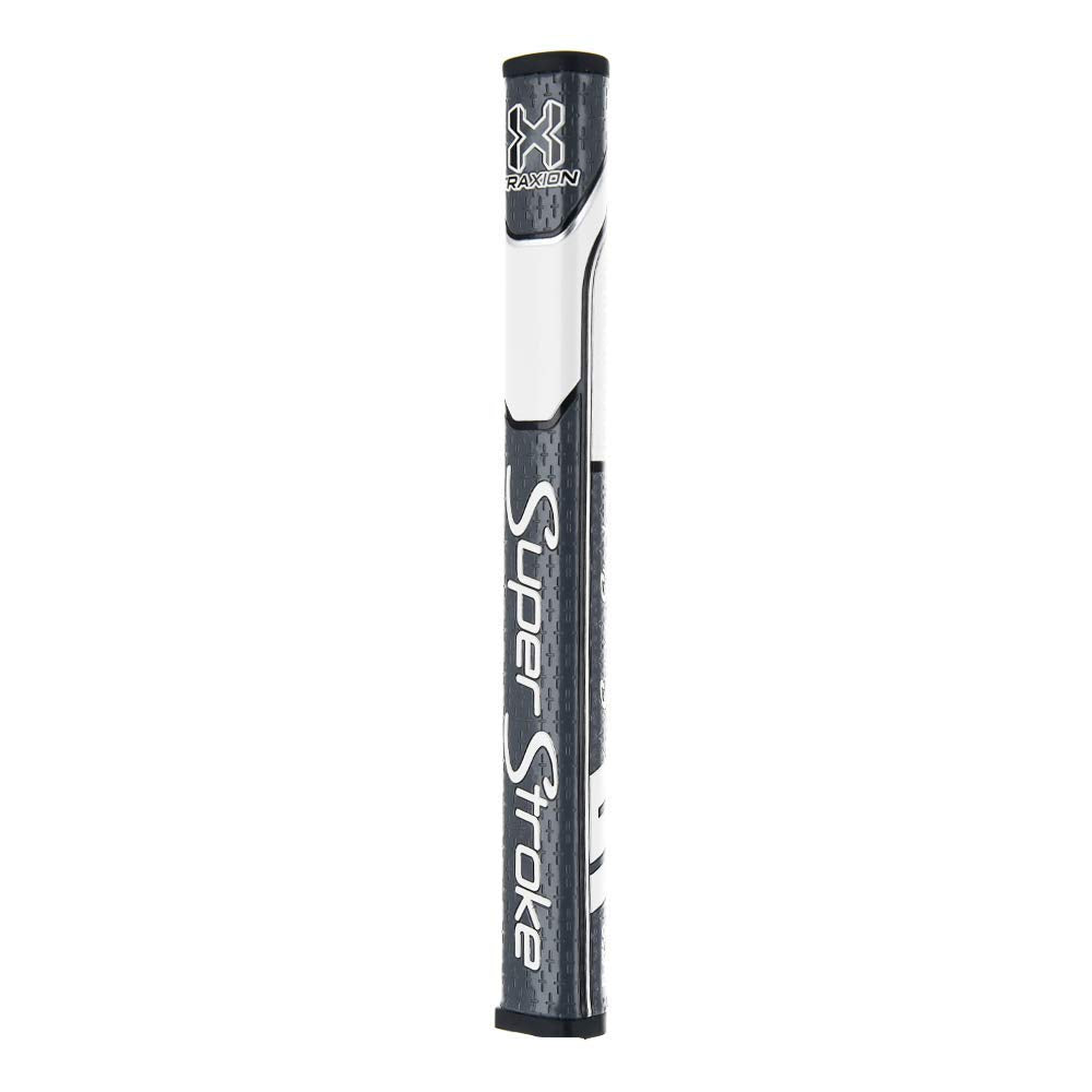 SuperStroke Traxion Flatso 1.0 Golf Putter Grip Featuring Our Distinct Pentagonal Wide, Flat Shape with Five Pronounced Edges, Gray/White