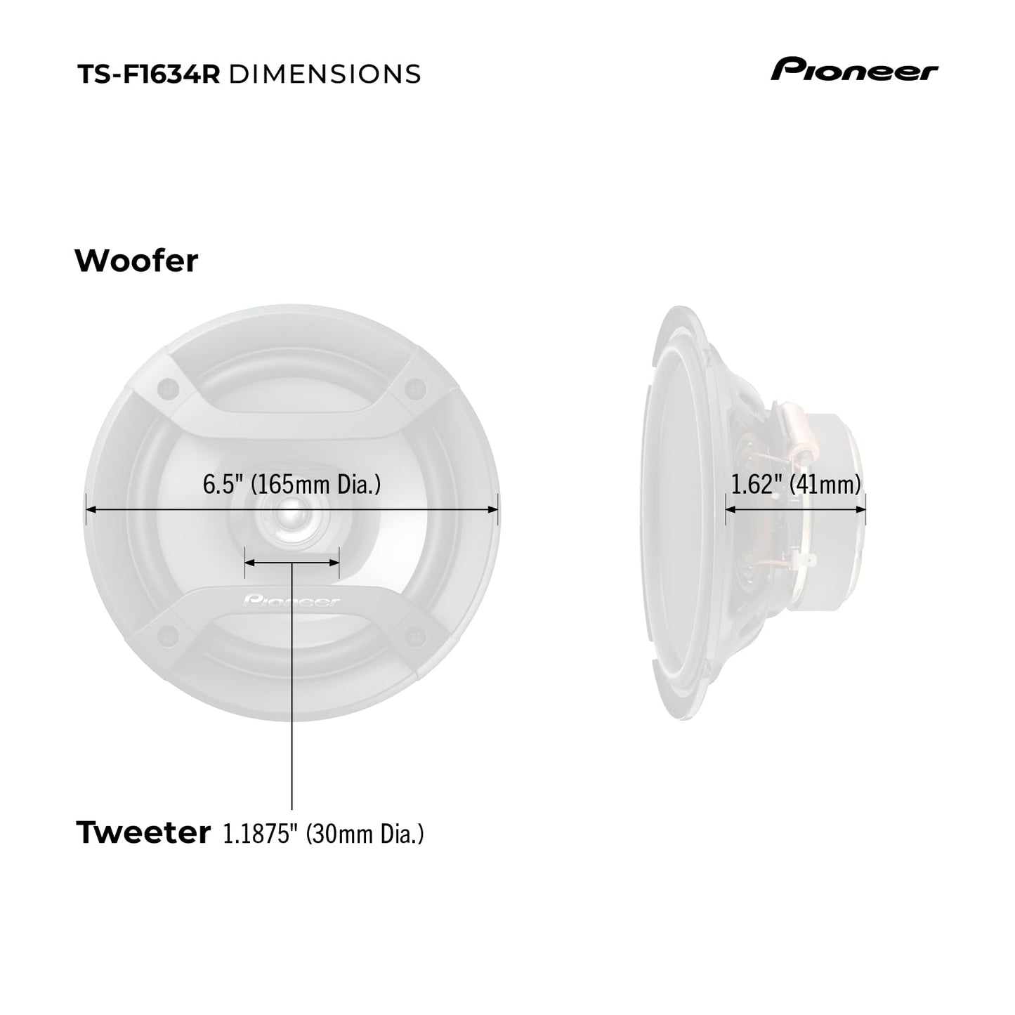 Pioneer TS-F1634R 6.5" 200W 2-Way Speakers