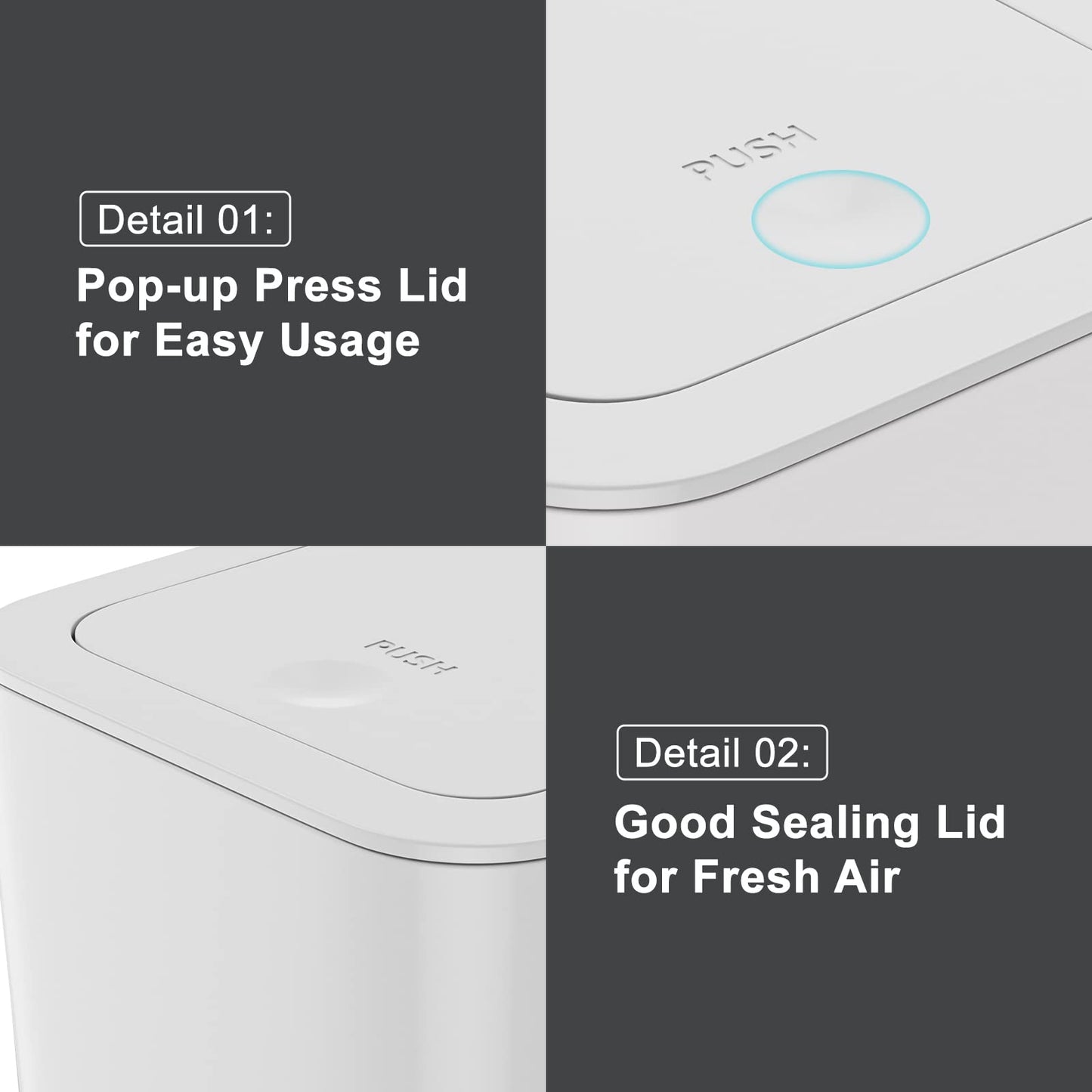 NetDot 3 Pack 2.6 Gallon / 10L Bathroom Trash Can with Lid,Kitchen Garbage Can Small Trash Bin Waste Basket for Bathroom,Kitchen,Bedroom,Living Room,Office - Off White