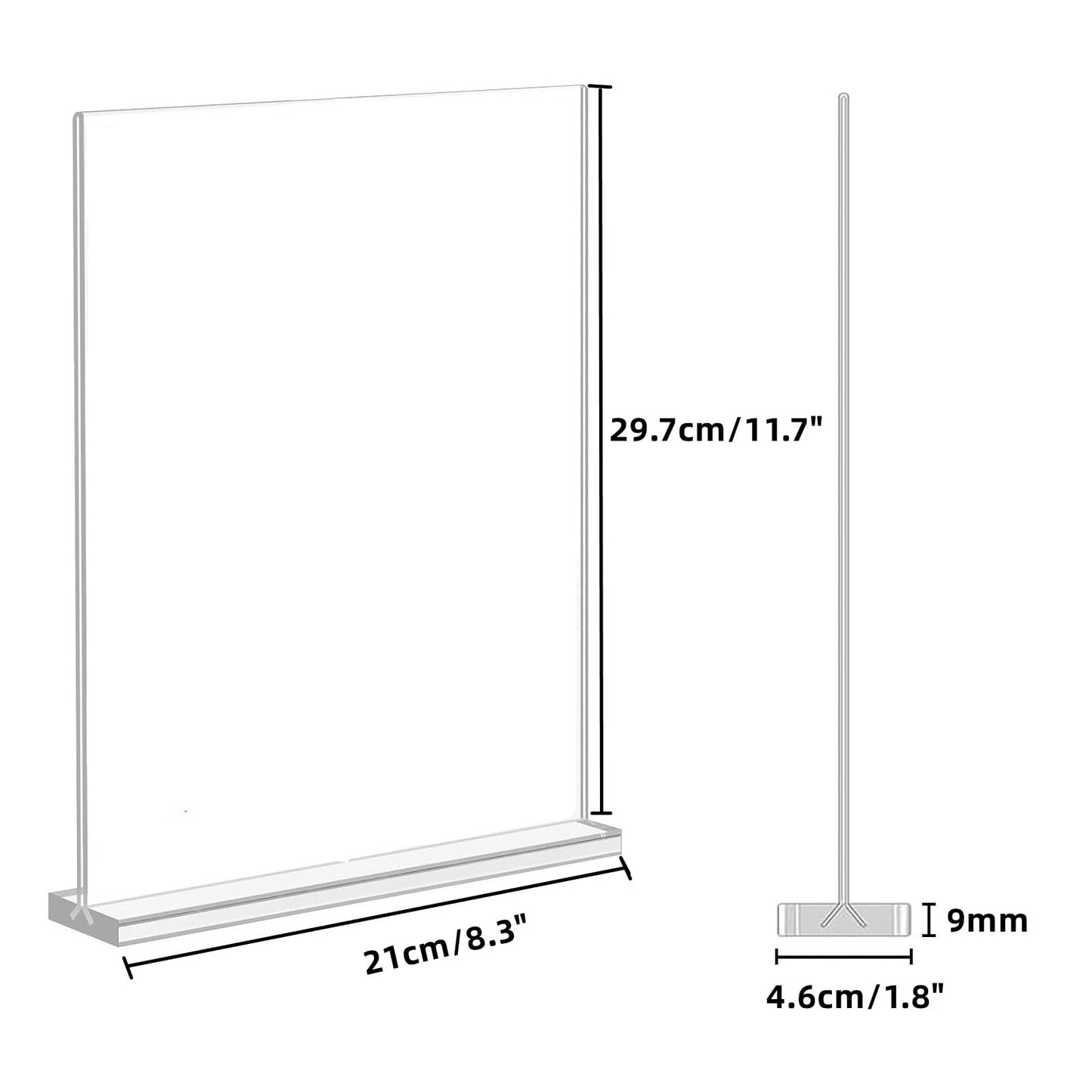 A4 Acrylic Sign Holder, 6 Pack T-Shape Double-Side Menu Holders, Clear Perspex Display Stand for Office Hotel Store Restaurant School