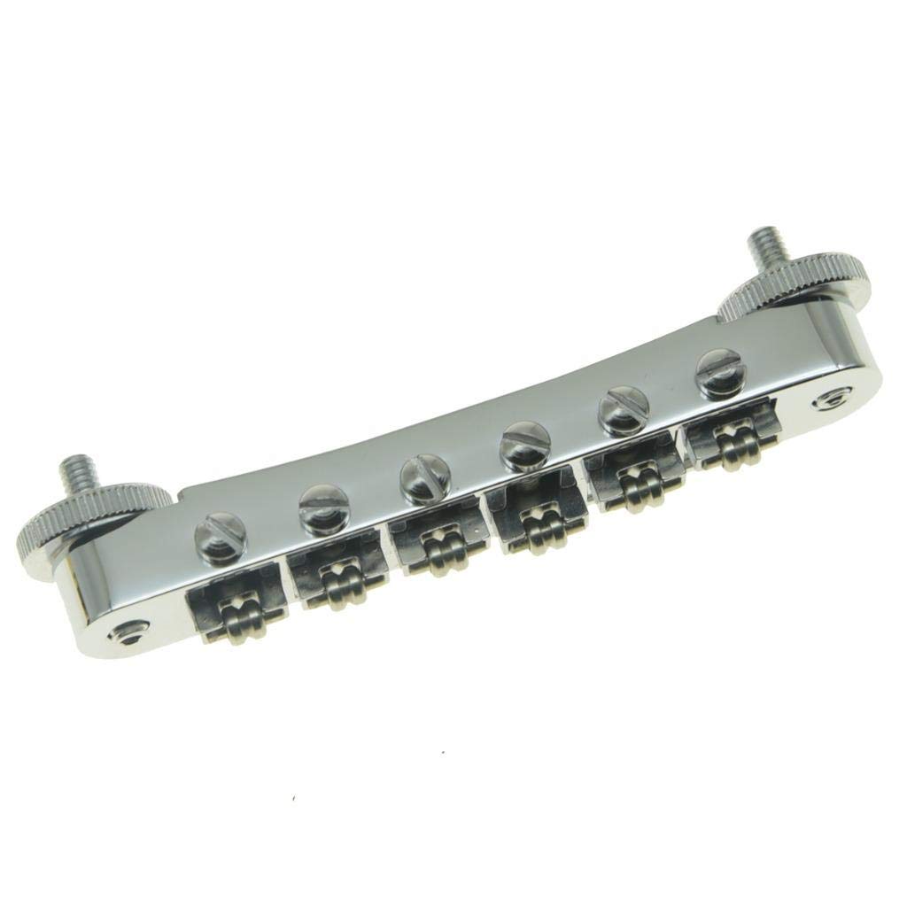 KAISH Chrome Guitar Roller Saddle Bridge Tune-O-Matic Bridge For Gibson Les Paul,SG,ES Dot,Gretsch Bigsby Guitar with M4 Threaded Posts