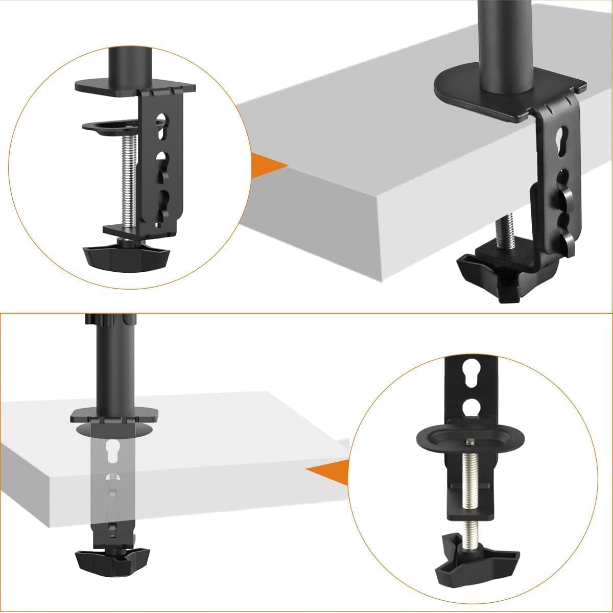 Bracwiser Dual Vertical Fully Adjustable Monitor Arm Stand Mount Fits Two Screen 13-32 inch 22lbs for Monitor Computer Screen 13 15 17 19 20 22 23 24 26 27 32 inch VESA 75 100 (MD7802)