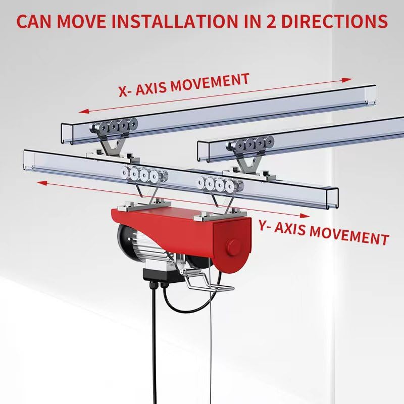SKTREX 6 Wheel Hoist Trolley with Rollers - Strut Trolley Assembly for Electric Hoist - Fits 1-5/8" Wide and Taller Strut Channel - High Strength and Silent Operation (8 Wheel Trolley Pack of 2)
