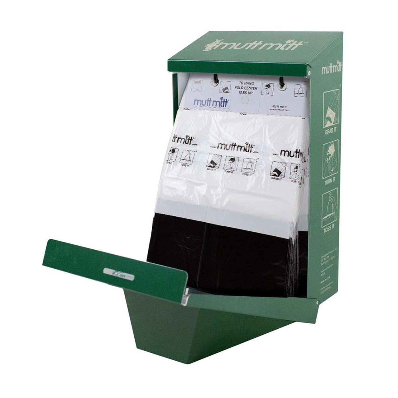 Mutt Mitt® 100 White & Black 2-Ply Dog Waste Bags on 1 Dog Waste Bag Station Header - 300% Thicker than mini roll dog waste bags - no more warm & yuck feeling
