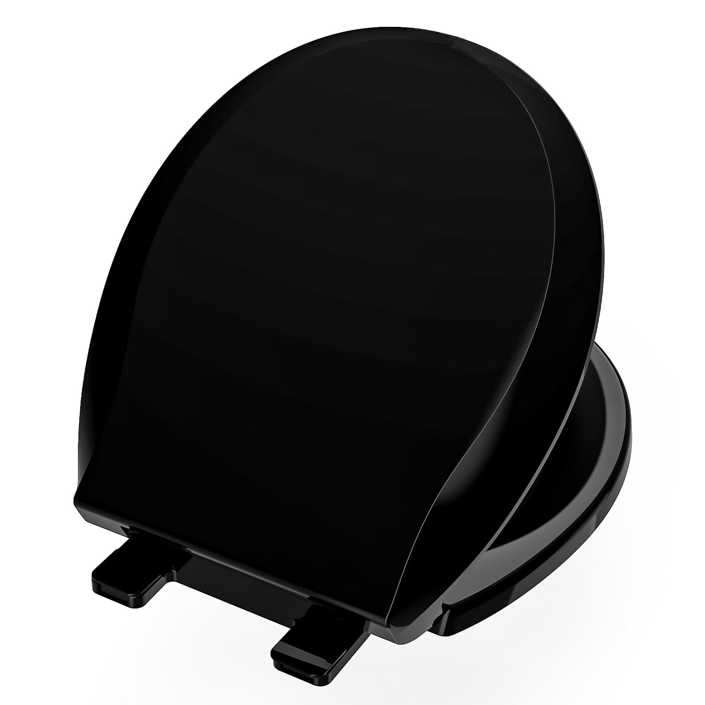 Aünsffer Toilet Seat Black, Round 16.5inch Toilet Seat Slow Close, Elegant Design, PP Material, Black， 2 Years Support