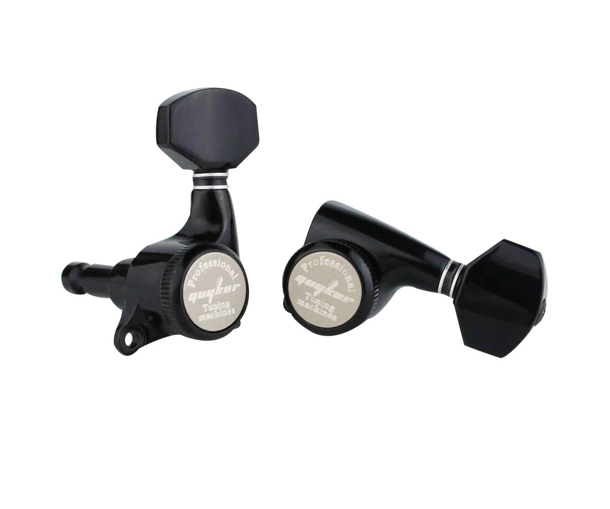 Guyker 6Pcs Guitar Locking Tuners (6 Right Handed) - 1:18 Ratio Lock String Tuning Key Pegs Machine Heads with Hexagonal Handle Replacement for LP SG Style Electric, Folk or Acoustic Guitars - Black