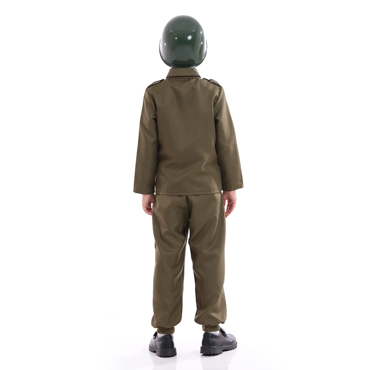 Army Soldier Costume for Kids,Unisex WWII Soldier Dress up with Helmet,Halloween Cosplay Outfit,khaki (M(for height 40"-45"))