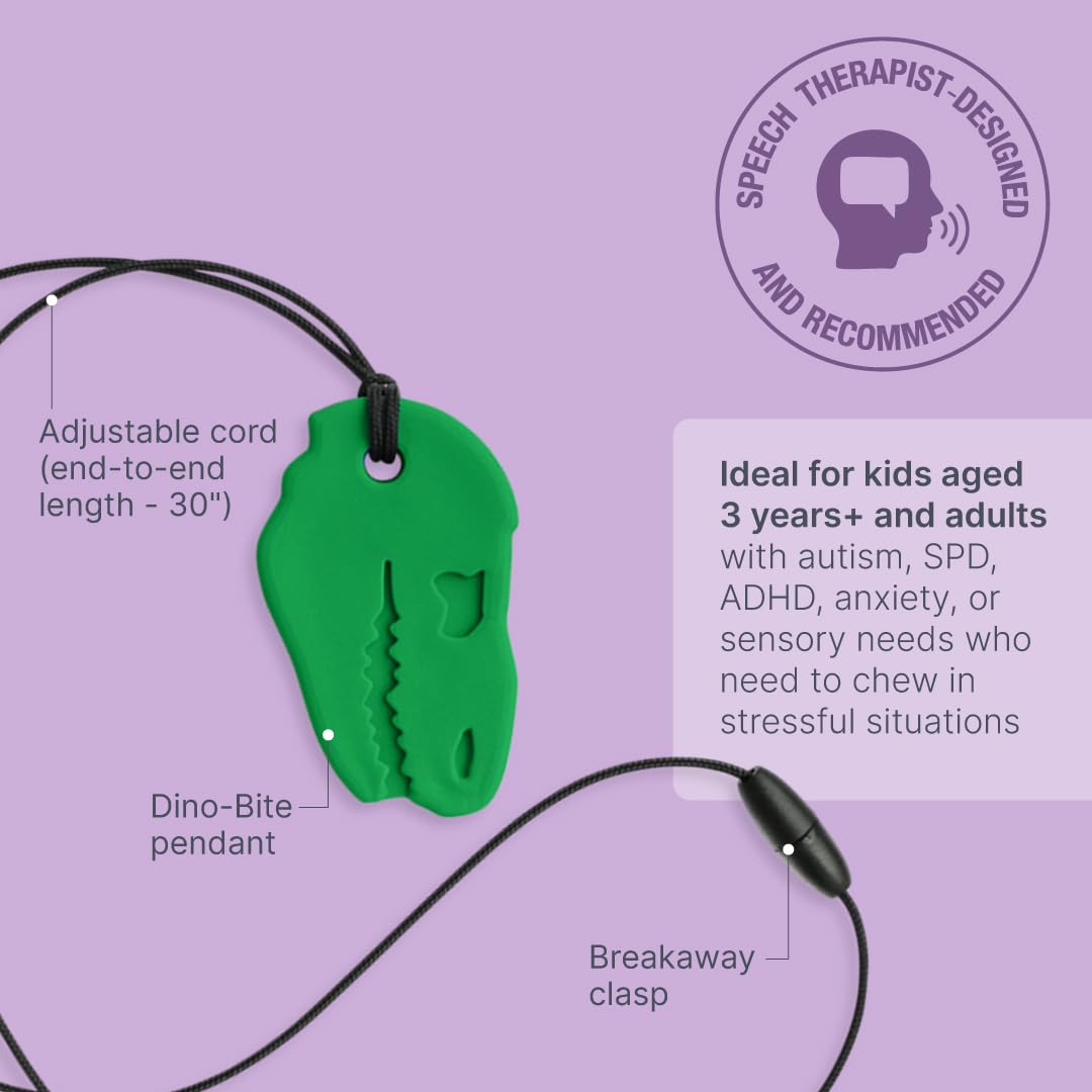 ARK Dino-Bite, Chew Necklaces for Sensory Kids and Adults, Oral Fidget for Autism, ADHD, SPD, Anxiety, Medical-Grade Sensory Chew Necklace, XXT, Very Firm, Royal Blue