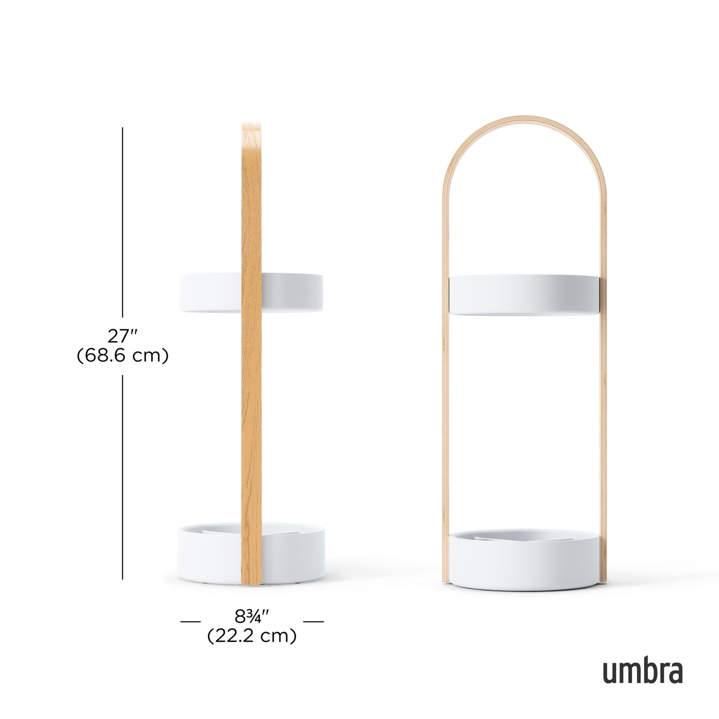 Umbra Bellwood Umbrella Stand, Space-Saving Umbrella Stand, Great for The Front Door/Entryway, White Natural