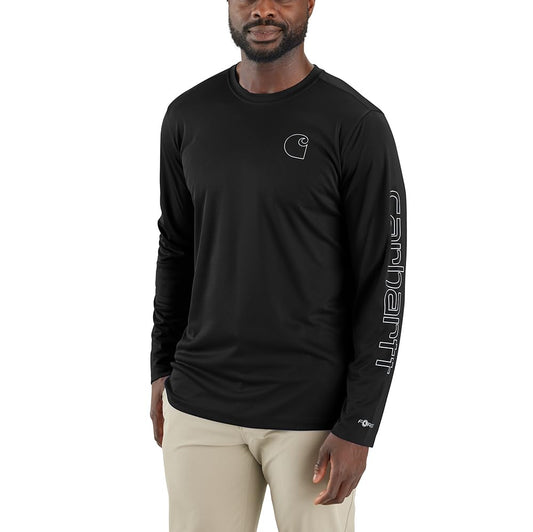 Carhartt Men's Force Sun Defender Lightweight Long-Sleeve Logo Graphic T-Shirt, Black, Small