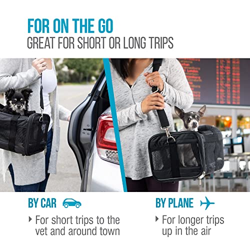 Sherpa Original Deluxe Travel Bag Pet Carrier, Airline Approved & Guaranteed-On-Board - Mesh Panels & Spring Frame, Locking Safety Zippers, Machine Washable Liner - Charcoal Gray, Medium