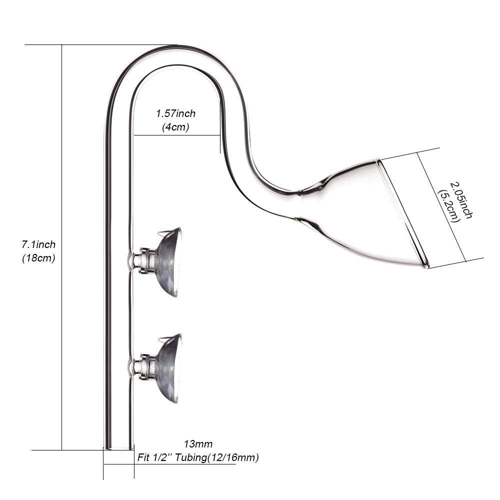 FZONE Aquatic Glass Lily Pipe Set with Lily Skimmer Inflow and Lily Outflow for Aquarium Filter 1/2''(12/16mm) Tubing