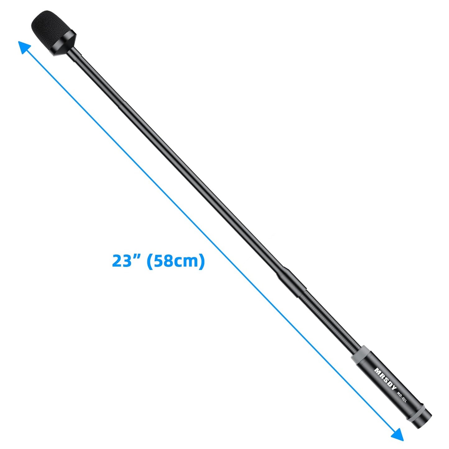 MRSDY Gooseneck Microphone, 23 Inch DJ Microphone for Audio Mixer, Professional XLR Wired Dynamic Mic, Extended Black Metal Noise Reduction Mic, Supports 360° Rotation and Bending