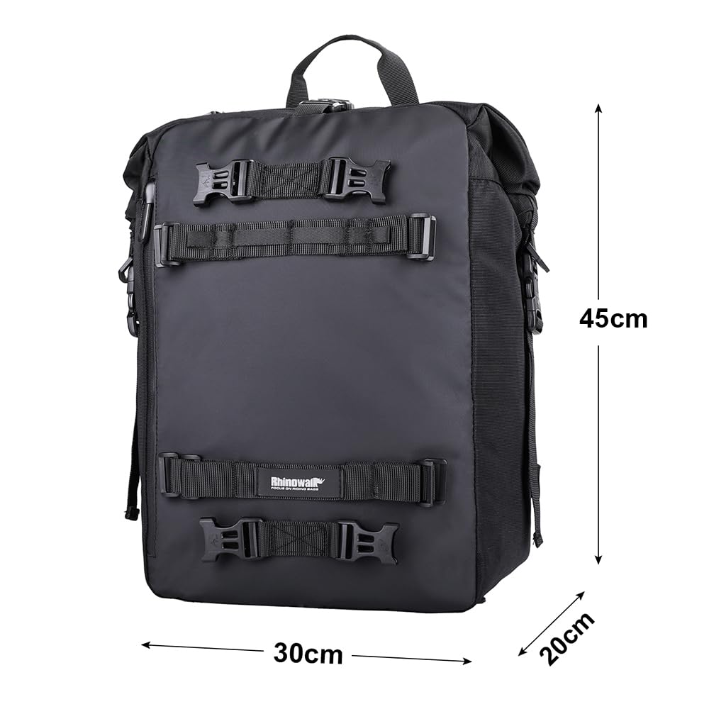 Rhinowalk Motorcycle Tail Bag Motorcycle Pannier Bag Motor Travel Luggage Rear Rack Trunk Professional Motorcycle Accessories 30L Black