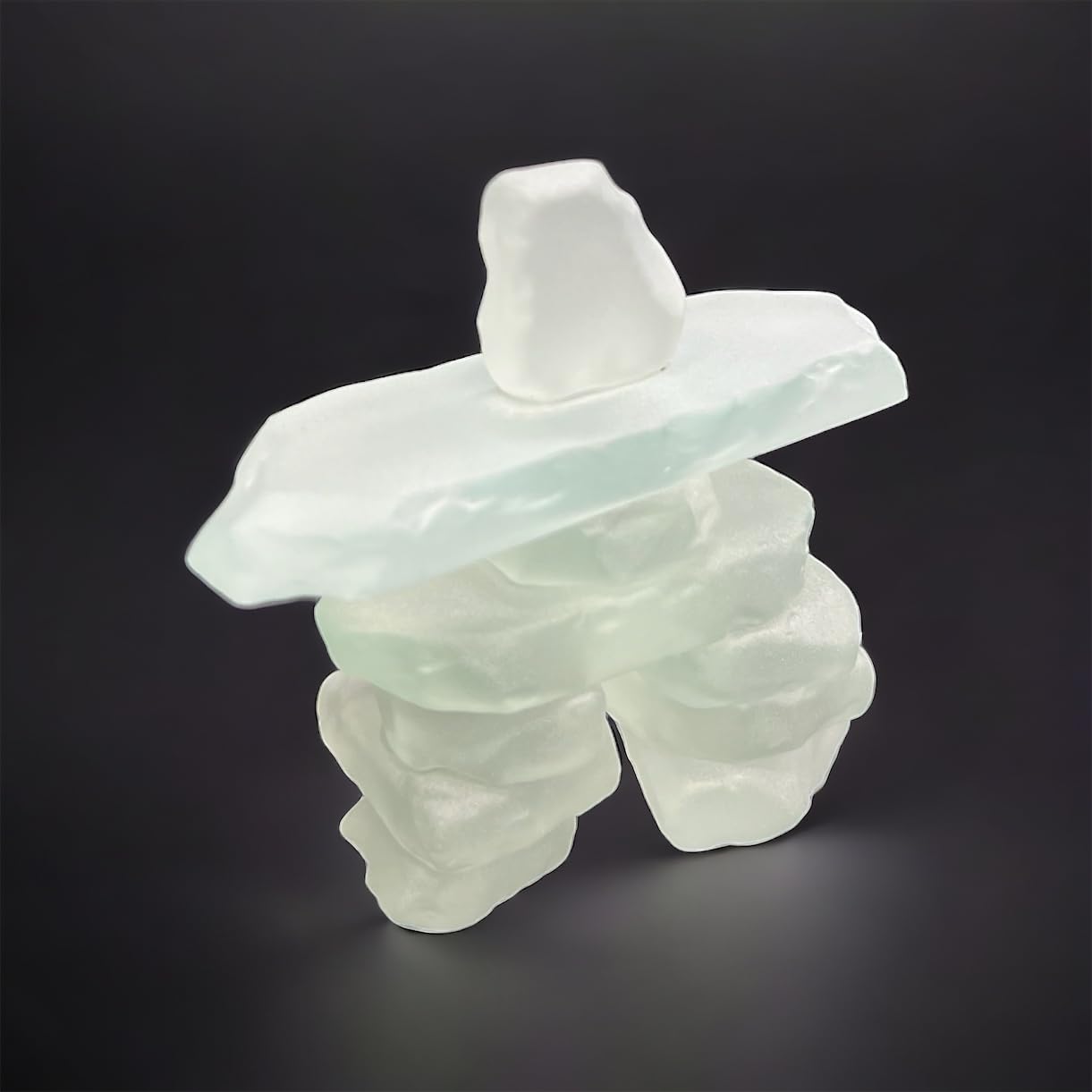 3.5" Frosted Glass Inukshuk