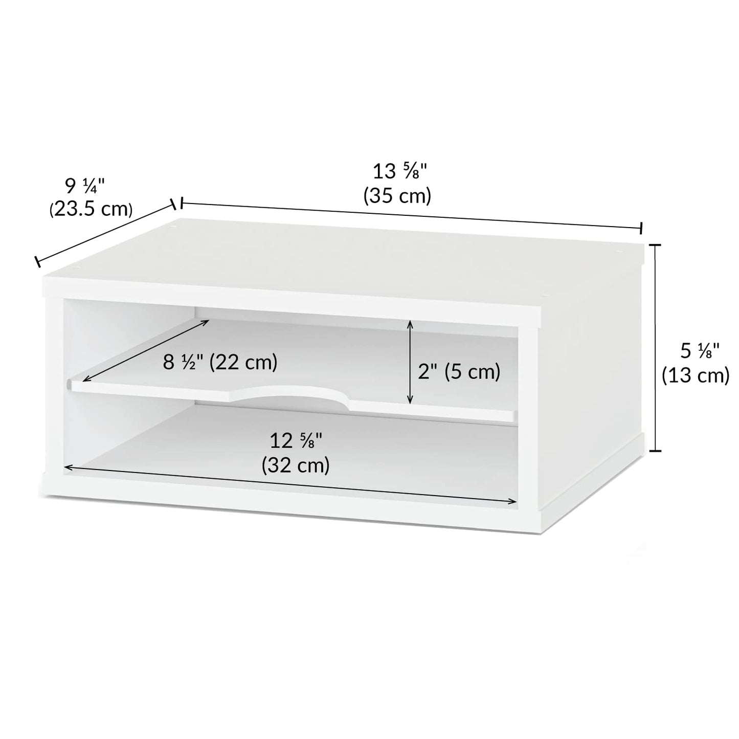 Ballucci File Organizer, 2-Tier Document Paper Sorter, Stackable Wood Desk Organizer Mail Holder, Monitor Stand with Storage Shelves, White