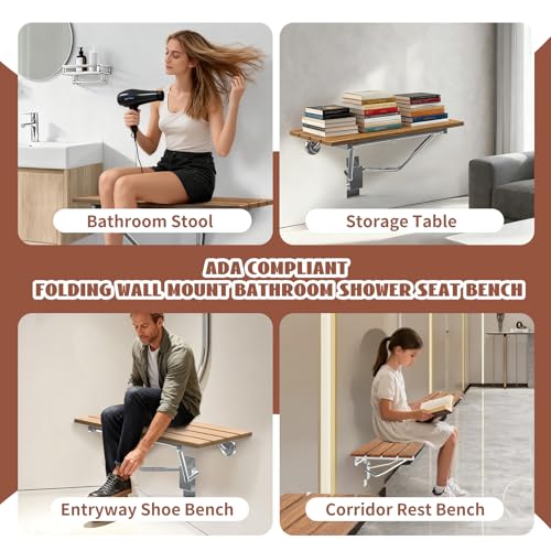 18 inch Folding Shower Seat Wall Mounted