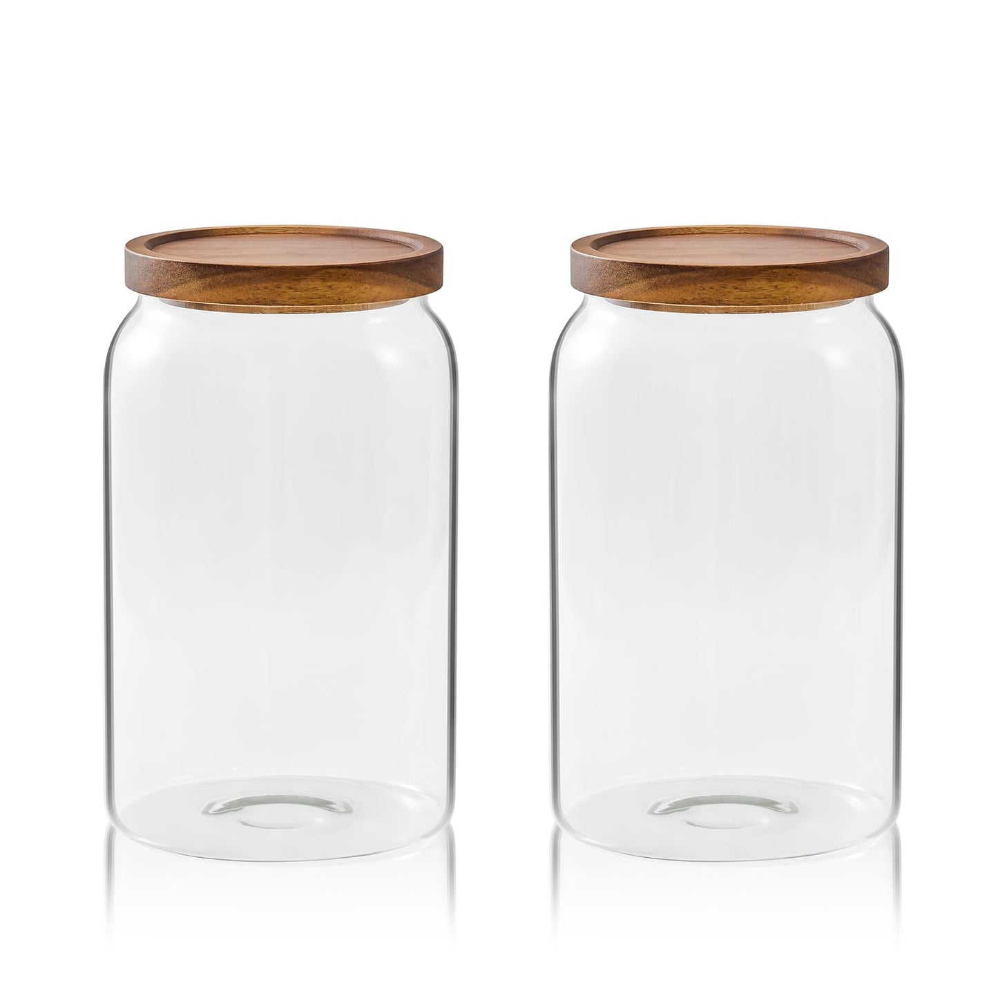 Sweejar Large Glass Candy Jars with Wooden Lids, 1 Gallon Glass Jar with Lid, Sugar/Flour Storage Containers, Big Glass Canisters with Airtight Lid, 2