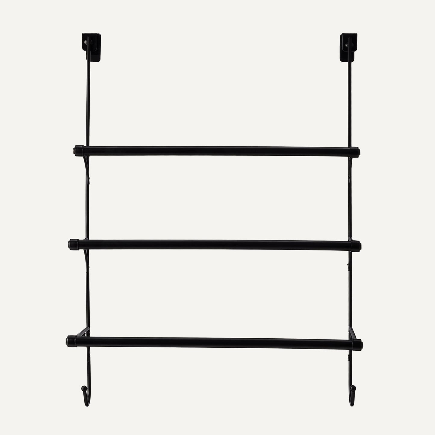 Amazon Basics Over the Door Towel Rack with Hooks, 19.3W x 6.6D x 24.8H inch, Black