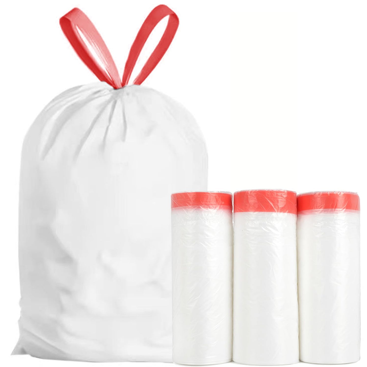 GoodFinely Ultra Thick Heavy Duty Plastic 16-18 Gallon Drawstring Trash Bags White Leak Proof Large Garbage Bags for Tall Kitchen Home Office Outdoor (18 Gallon Drawstring Trash Bags)
