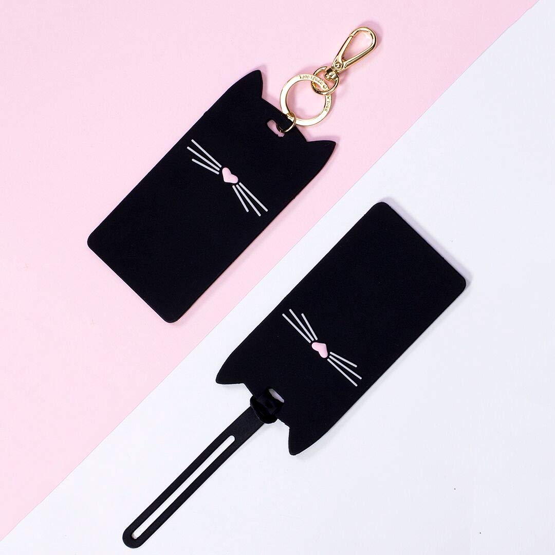 Kate Spade New York Black Cat Collection Travel Gear Featuring Id Clip, Umbrella, and Luggage Tag (ID Clip)