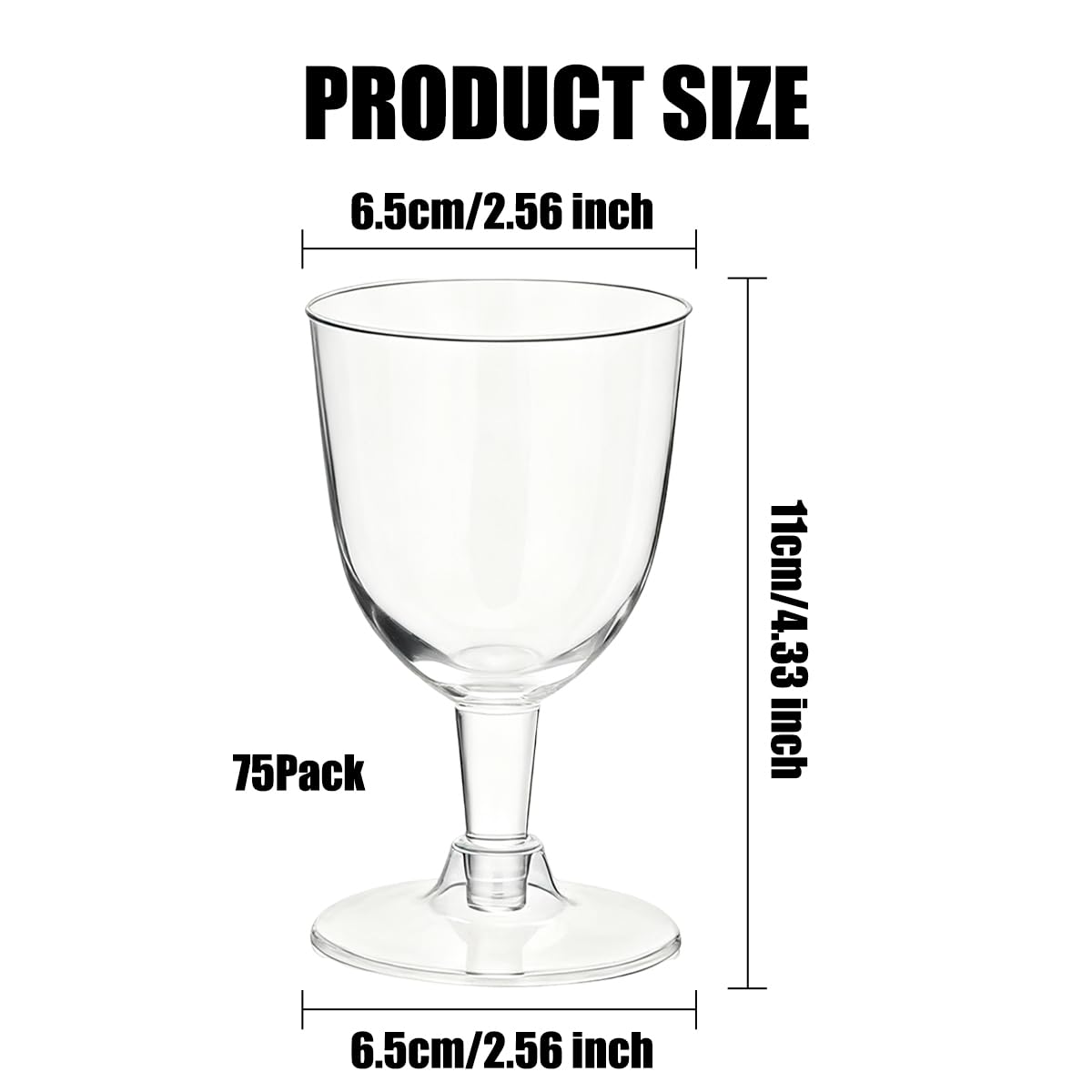 Hyuetrsa 75 Pack Plastic Wine Glasses 5oz Reusable Stackable Cups, Disposable Wine Cups with Stem Stackable Plastic Goblets for Outdoor Parties, Weddings, Birthdays, Picnics