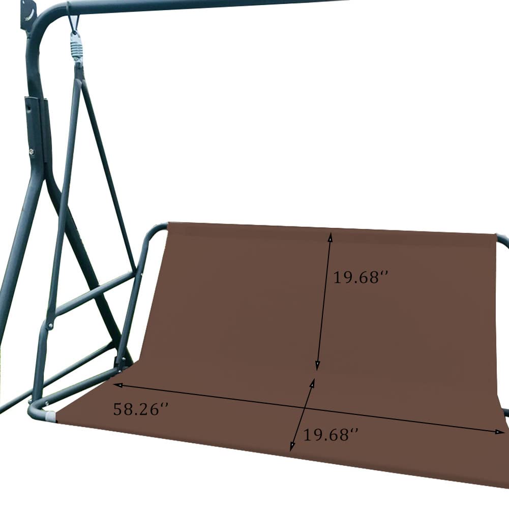 Replacement Swing Seat Cover, 600D Oxford Cloth Waterproof 2/3 Seat Patio Swing Seat Replacement Covers for Outdoor Porch Garden Yard Swings (Coffee/58.26"x19.68"x19.68")