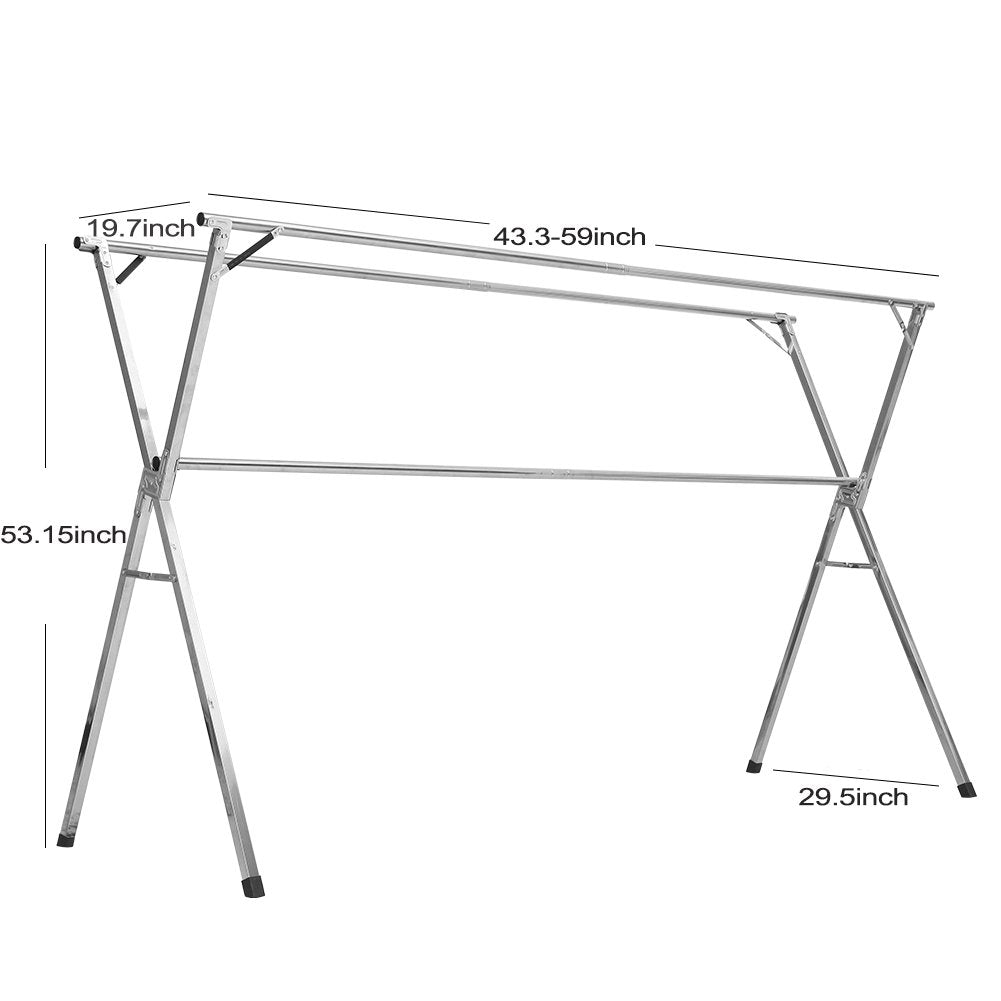 Clothes Drying Rack for Laundry Free Installed Space Saving Folding Hanger Rack for Home Heavy Duty Stainless Steel