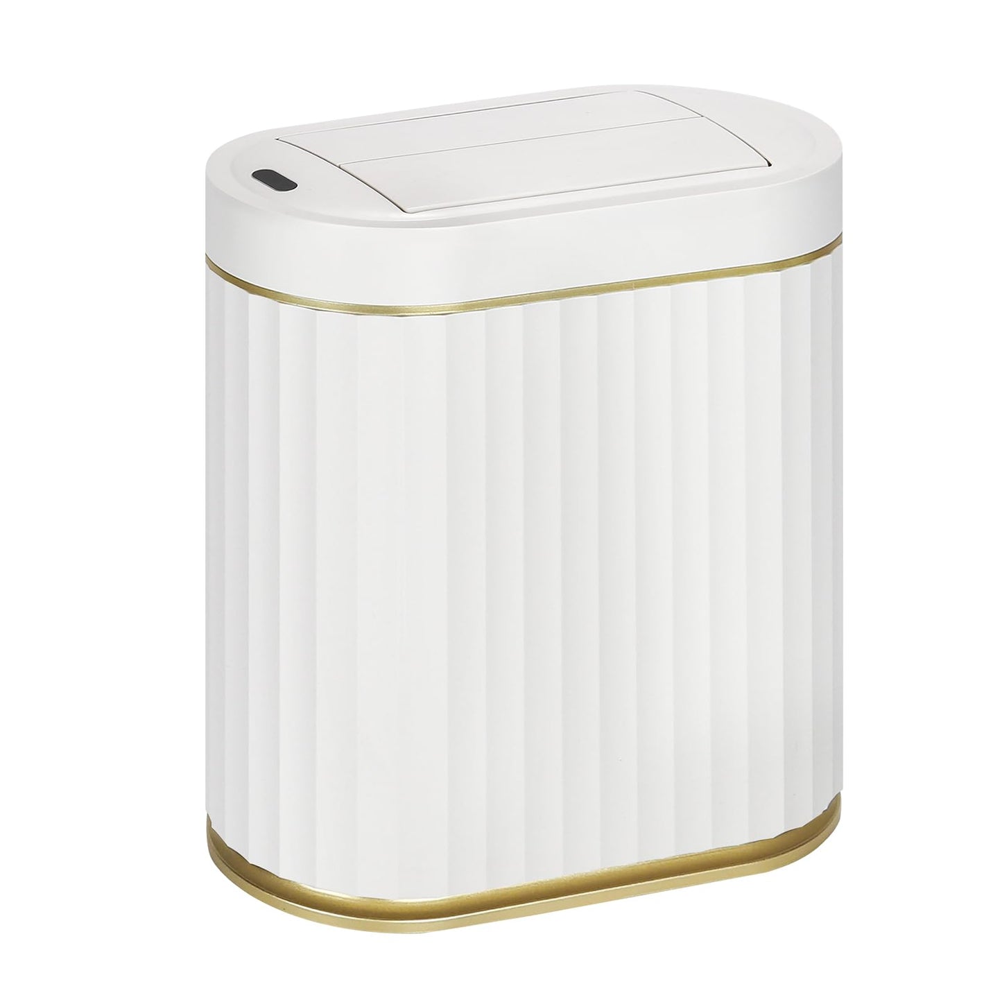 SYNCVIBE Bathroom Trash Can with Butterfly Lid 2 Gallon Sensor Trash can, IPX5 Waterproof Garbage Can, Automatic Slim Trash Bin, Under-Counter Wastebasket, Bathroom Decor for Bedroom, White Gold