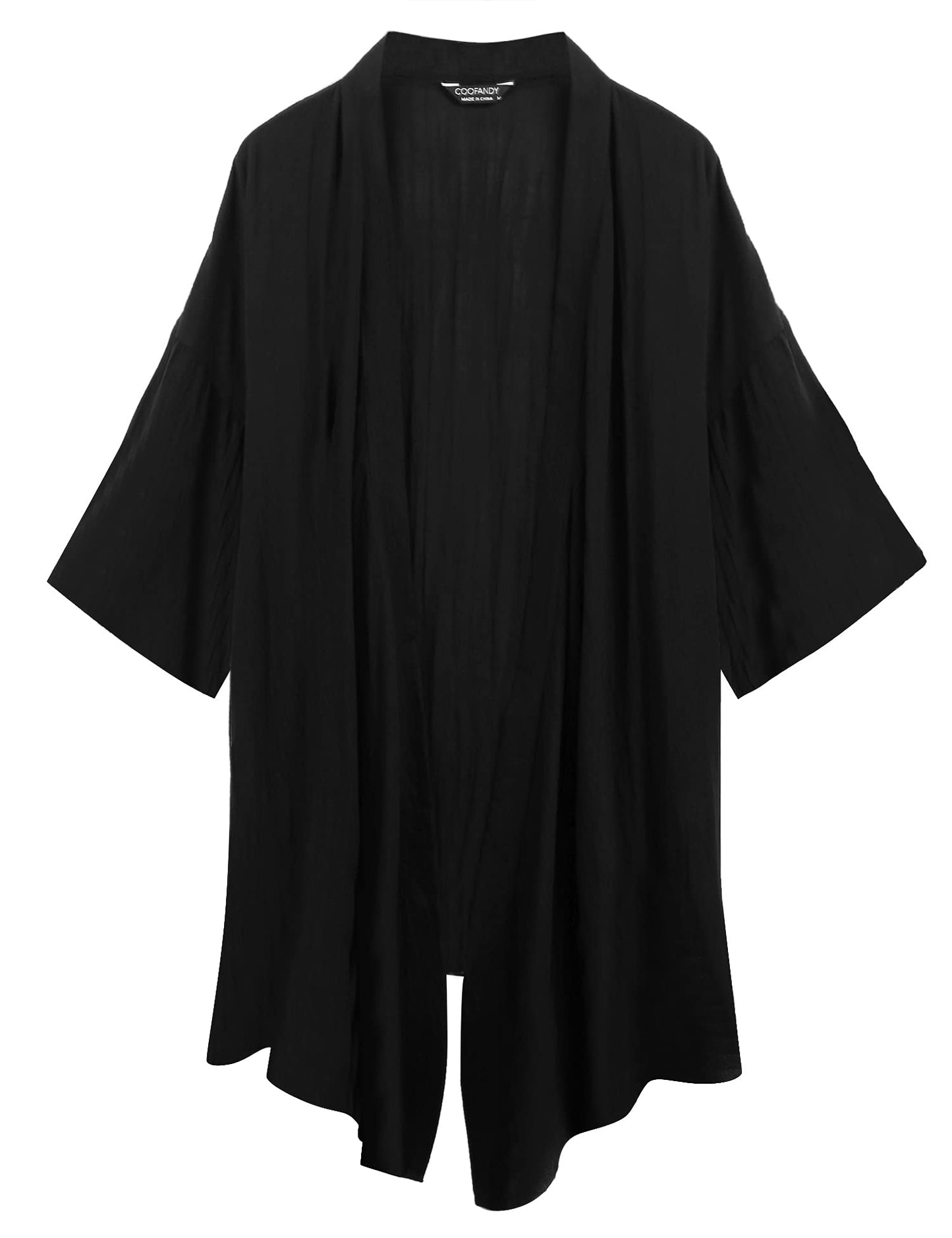 COOFANDY Men's Ruffle Shawl Collar Lightweight Cardigan Long Kimono Jackets Open Front Drape Cape Coat, Typeb-black, X-Large