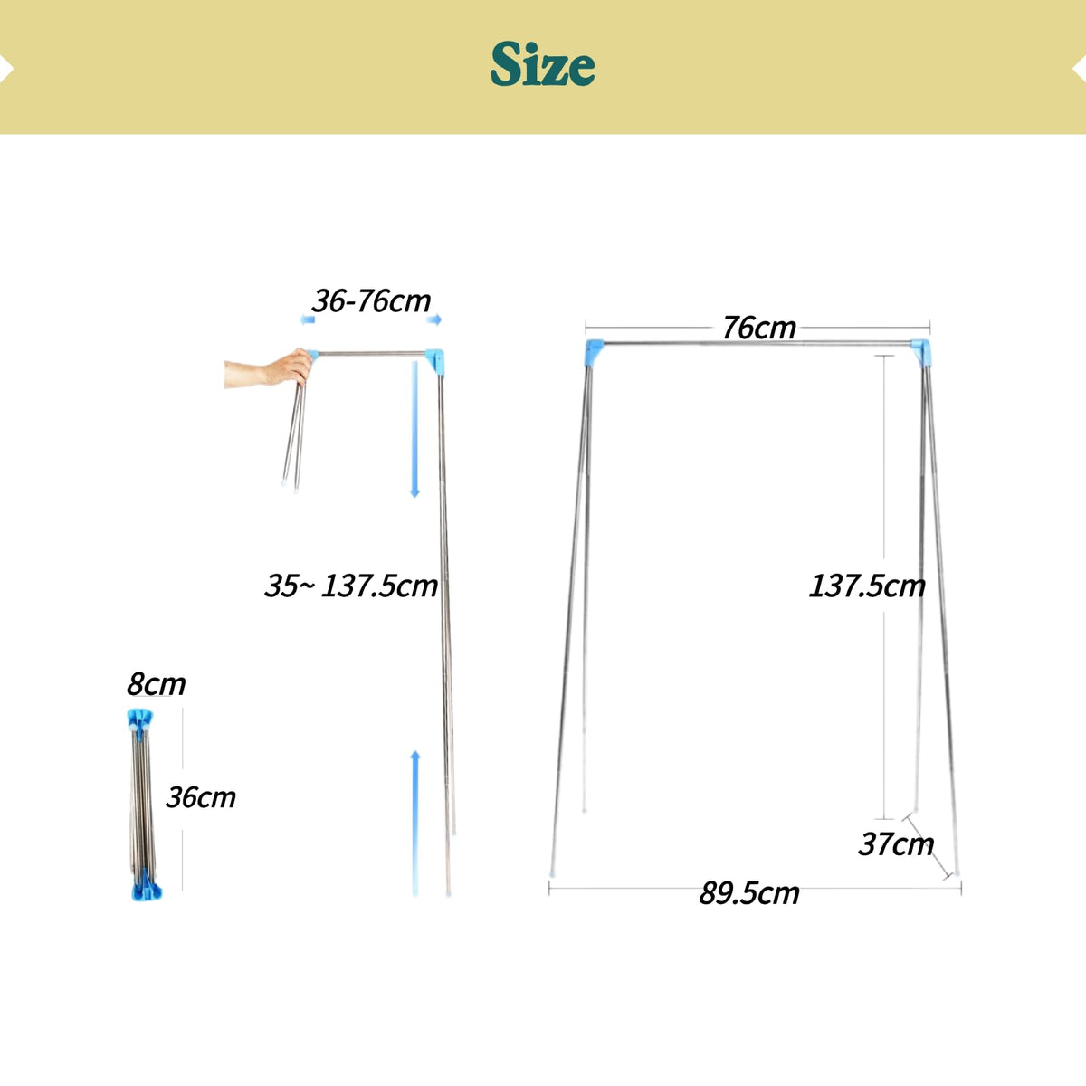 Portable Garment Rack for Travel, Mini Clothing Rack Foldable Compact for Camping, Dance Costume, Laundry, Hotel (Large)