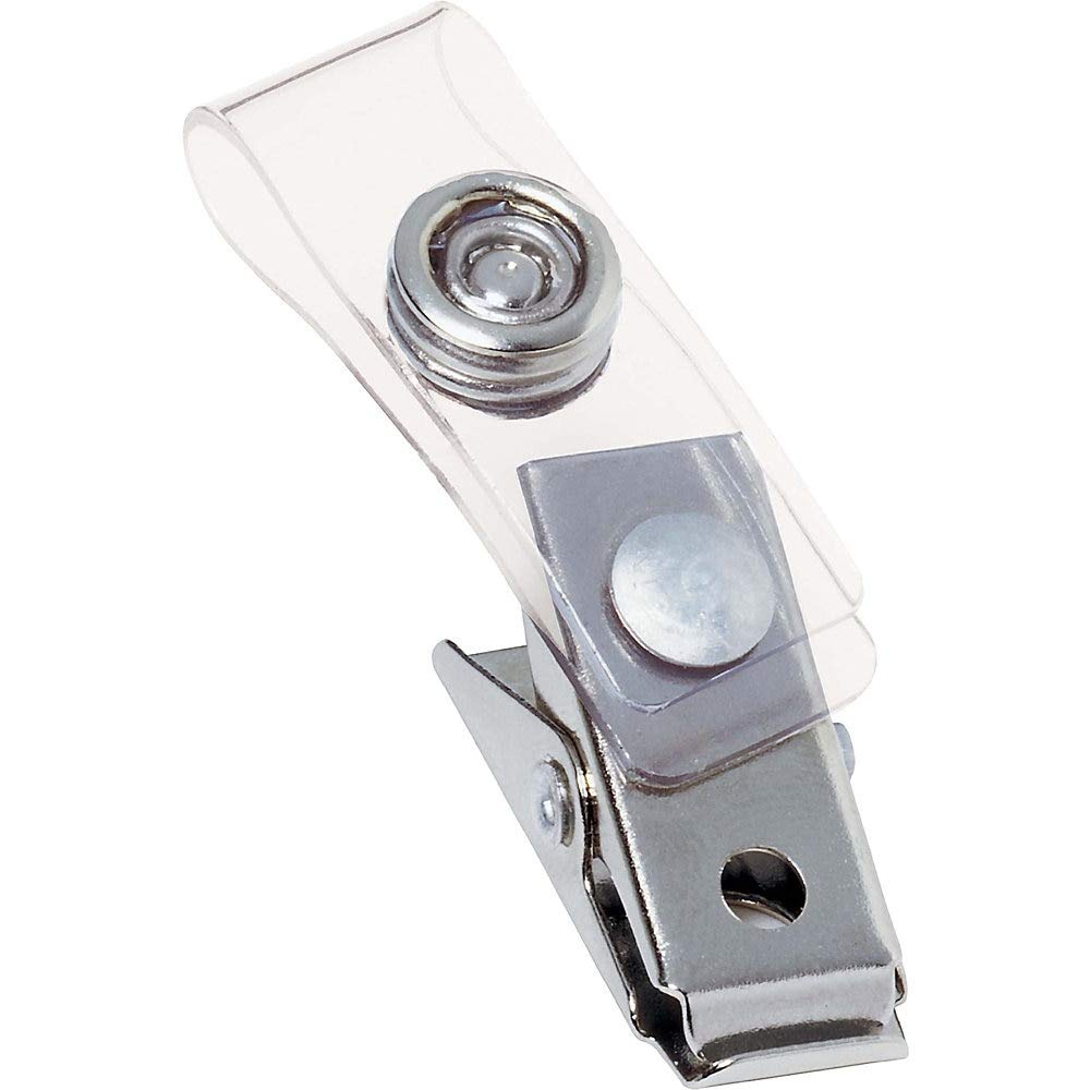 GBC 1122897 I.D. Badge Clips with Mylar Strap, Snaps on ID Badge Holder, Clips to Clothing, 100/box