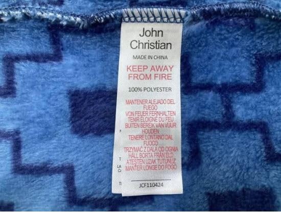 John Christian Men's Fleece Robe, Blue Geometric Pattern, Blue Geometric, X-Large