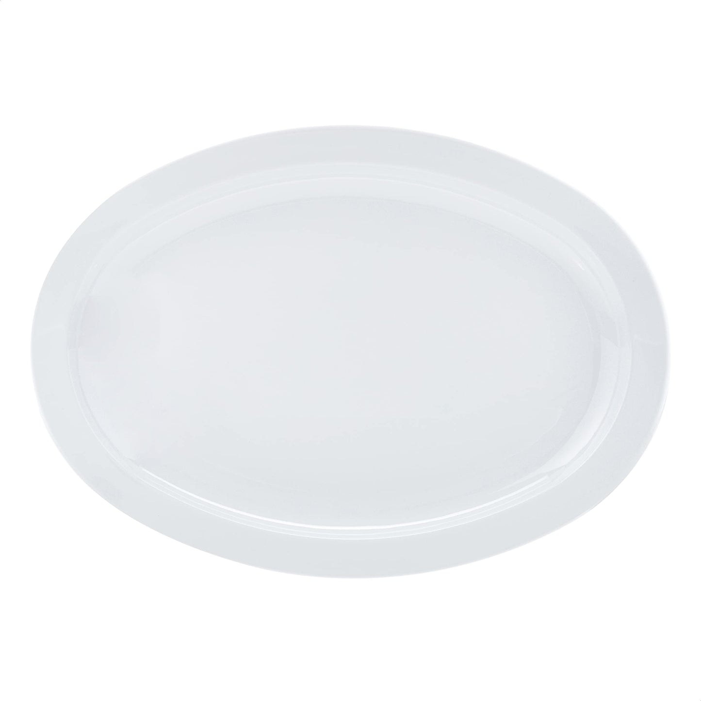 Amazon Basics 13 in. x 9.75 in. White Melamine Oval Platter Narrow Rim - 6 Piece Set