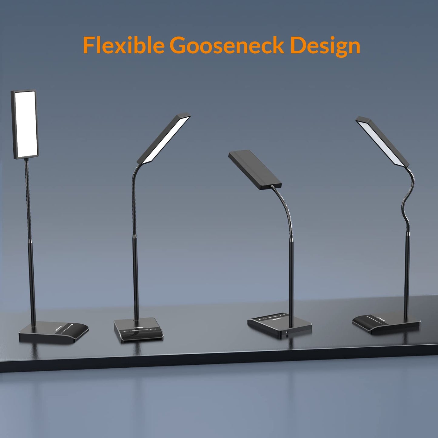 LEPOWER Upgrade LED Desk Lamp, 800LM Bright Table Lamps for Home Office, Eye-Caring Reading Lights for Desk, Touch Control Gooseneck Lamp, 50 Lighting Modes Reading Lamps for Bedroom Office(Black)