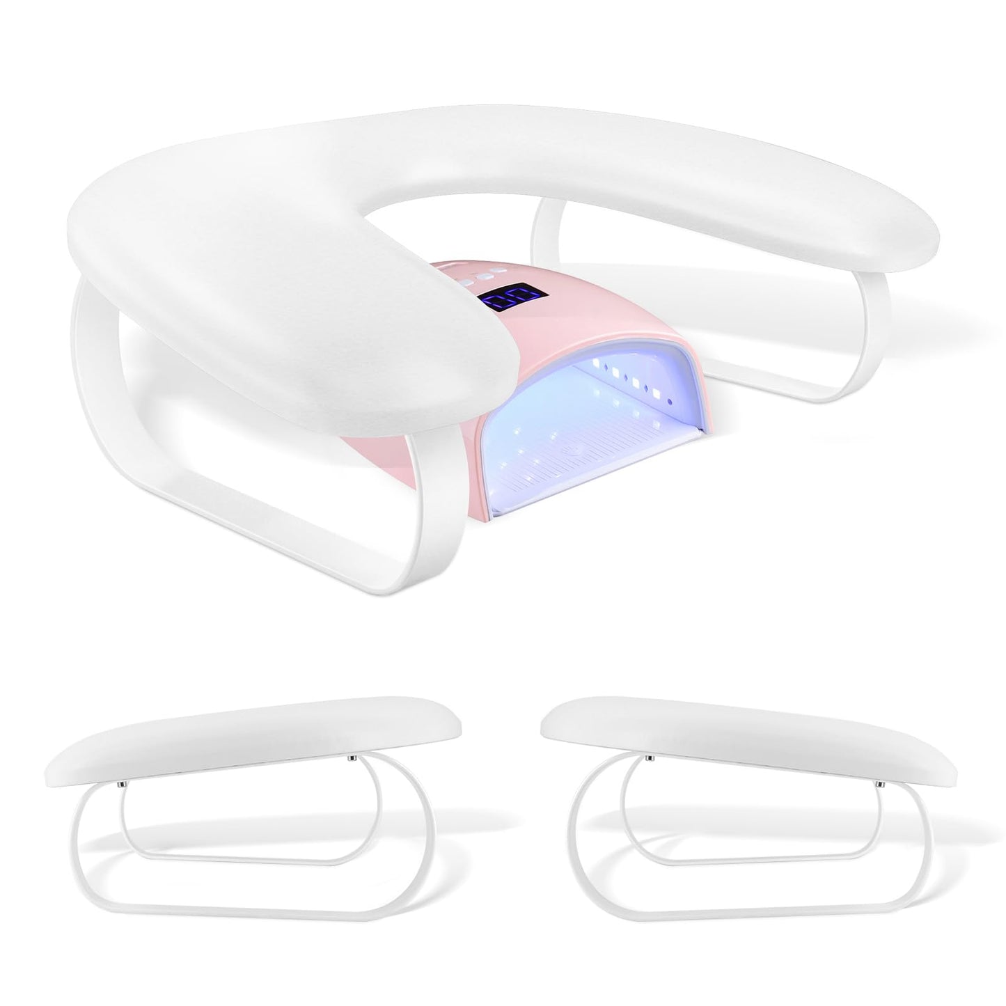 Nail Hand Rest,U Shaped Soft Leather Nail Arm Rest for Nails Tech,Comfortable Nail Art Hand Pillow Cushion with Stable Bracket,Manicure Salon Technician Home Use,Easy to Clean(White)
