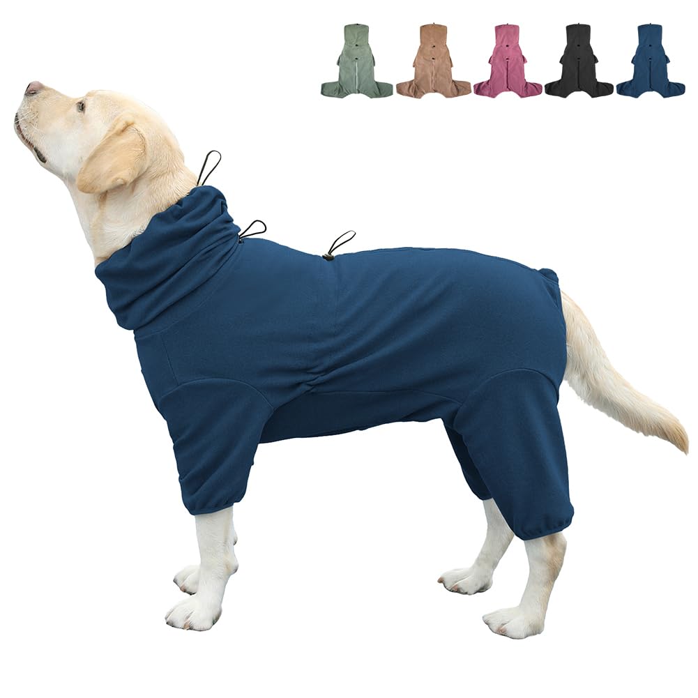 KOOGAL Pet Pajamas for Large Dogs, Extra Large Stretch, Suitable for Adult Dogs, Medium Dogs, Large Dogs Jumpsuit Four-Legged, Surgical Recovery (Blue, 4XL-Fit for 51-77 pounds)